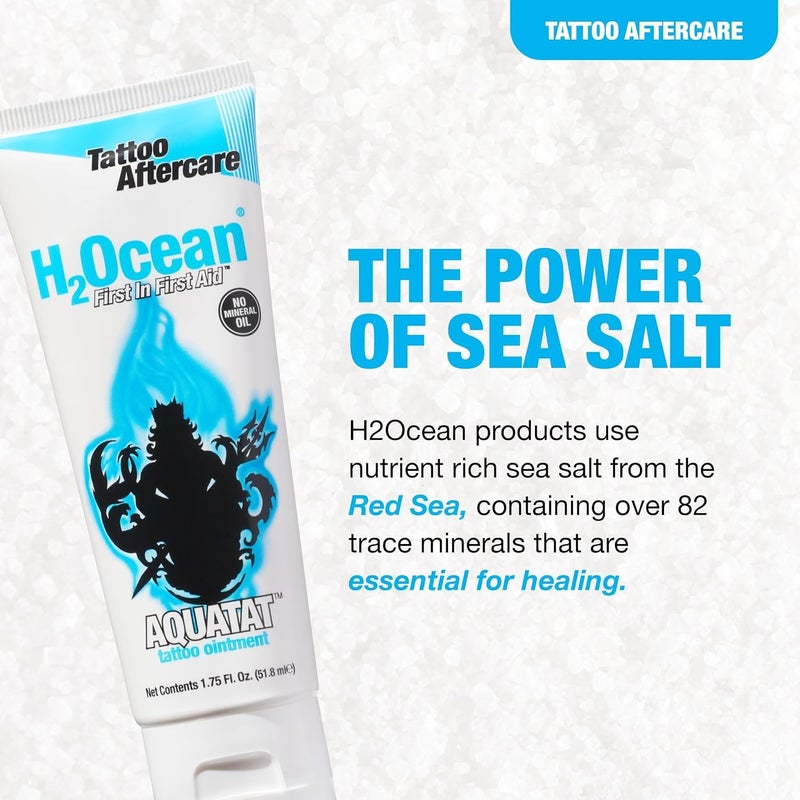 H2Ocean Aquatat Tattoo Healing Ointment - Tattoo Aftercare Cream for Tattoo Supplies - Fragrance- & Dye-Free Tattoo Care Ointment with Vitamins A & B - 1.75 oz (Pack of 2) - Image 4